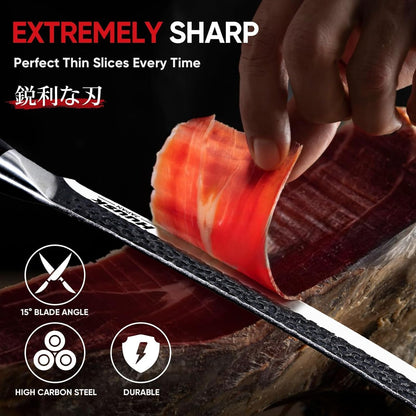 Huusk Japanese Chef Knife with Sheath, Hand Forged Cooking Knives | Viking Kitchen Knife with Ergonomic Full Tang Handle for Camping & BBQ, Cool Gifts for Men