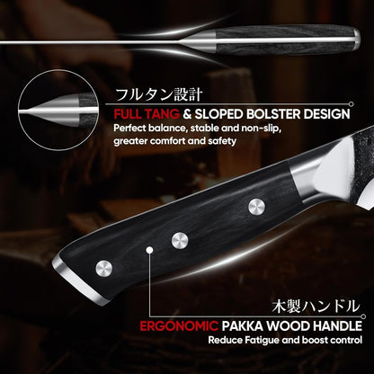 Huusk Japanese Chef Knife with Sheath, Hand Forged Cooking Knives | Viking Kitchen Knife with Ergonomic Full Tang Handle for Camping & BBQ, Cool Gifts for Men