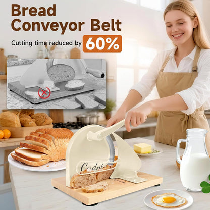 Manual Bread Slicer for Homemade Sourdough Bread with Metal Rails