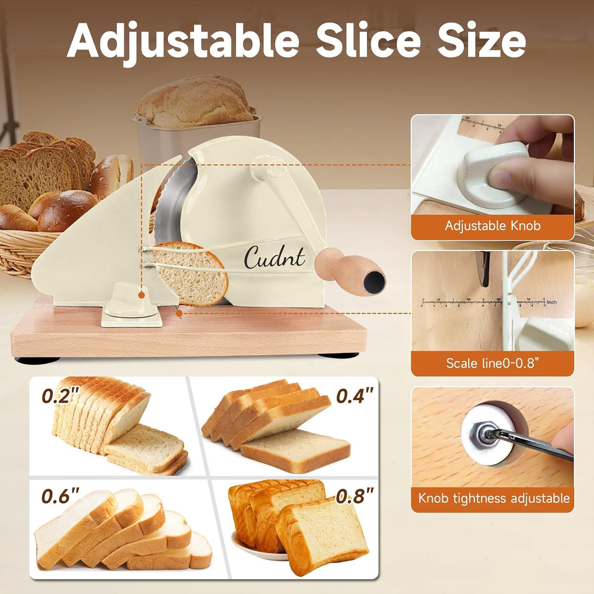 Manual Bread Slicer for Homemade Sourdough Bread with Metal Rails