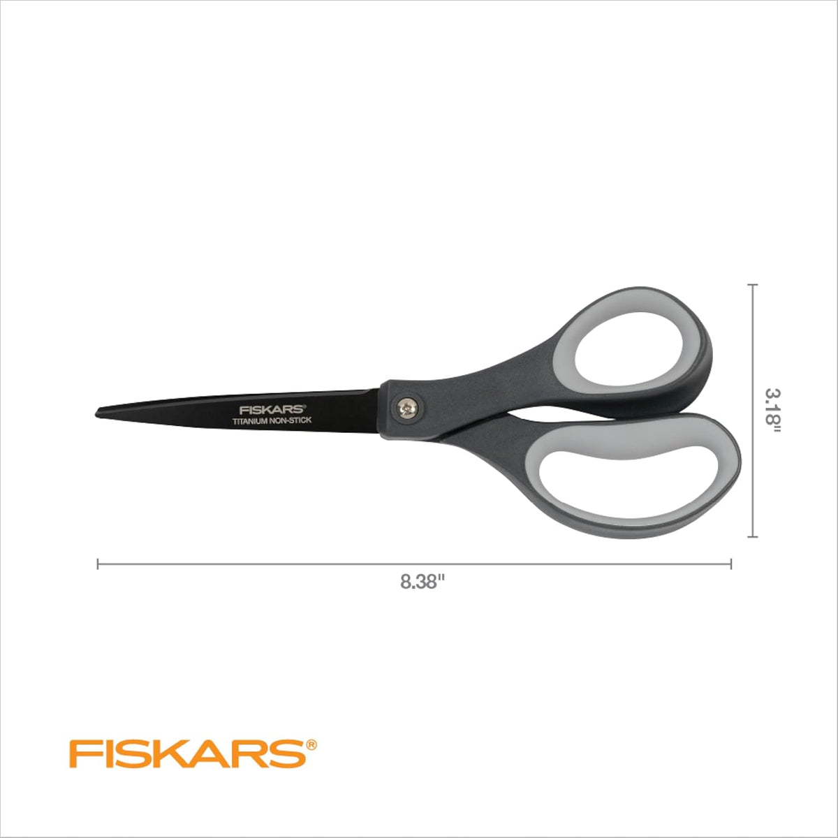 8" Non-Stick Titanium SoftGrip All Purpose Scissors for Office | Stainless Steel Blades for Paper, Cardboard, Tape & Glue, Everyday Cutting Tasks, Home, Office, and Arts & Crafts, Gray