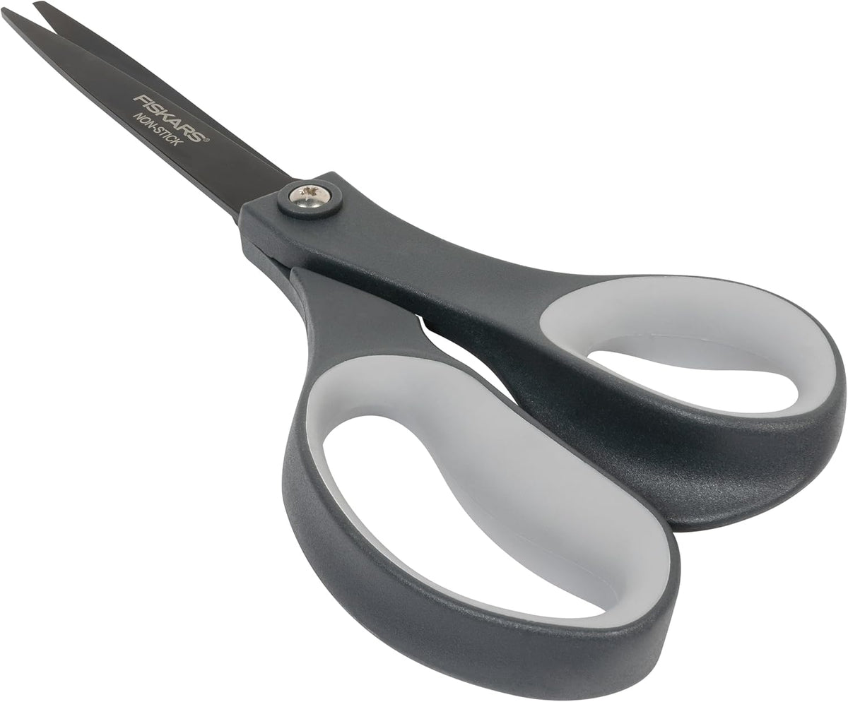 8" Non-Stick Titanium SoftGrip All Purpose Scissors for Office | Stainless Steel Blades for Paper, Cardboard, Tape & Glue, Everyday Cutting Tasks, Home, Office, and Arts & Crafts, Gray