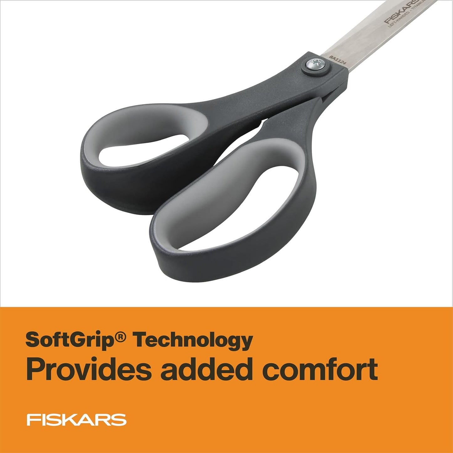 8" Non-Stick Titanium SoftGrip All Purpose Scissors for Office | Stainless Steel Blades for Paper, Cardboard, Tape & Glue, Everyday Cutting Tasks, Home, Office, and Arts & Crafts, Gray