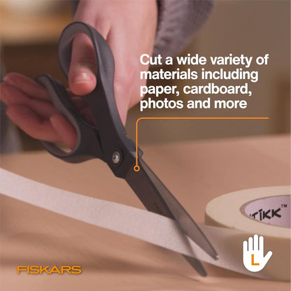 8" Non-Stick Titanium SoftGrip All Purpose Scissors for Office | Stainless Steel Blades for Paper, Cardboard, Tape & Glue, Everyday Cutting Tasks, Home, Office, and Arts & Crafts, Gray