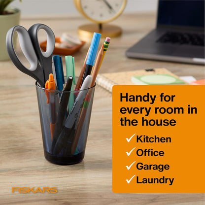 8" Non-Stick Titanium SoftGrip All Purpose Scissors for Office | Stainless Steel Blades for Paper, Cardboard, Tape & Glue, Everyday Cutting Tasks, Home, Office, and Arts & Crafts, Gray