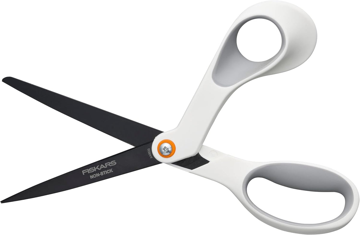 8" Non-Stick Titanium SoftGrip All Purpose Scissors for Office | Stainless Steel Blades for Paper, Cardboard, Tape & Glue, Everyday Cutting Tasks, Home, Office, and Arts & Crafts, Gray