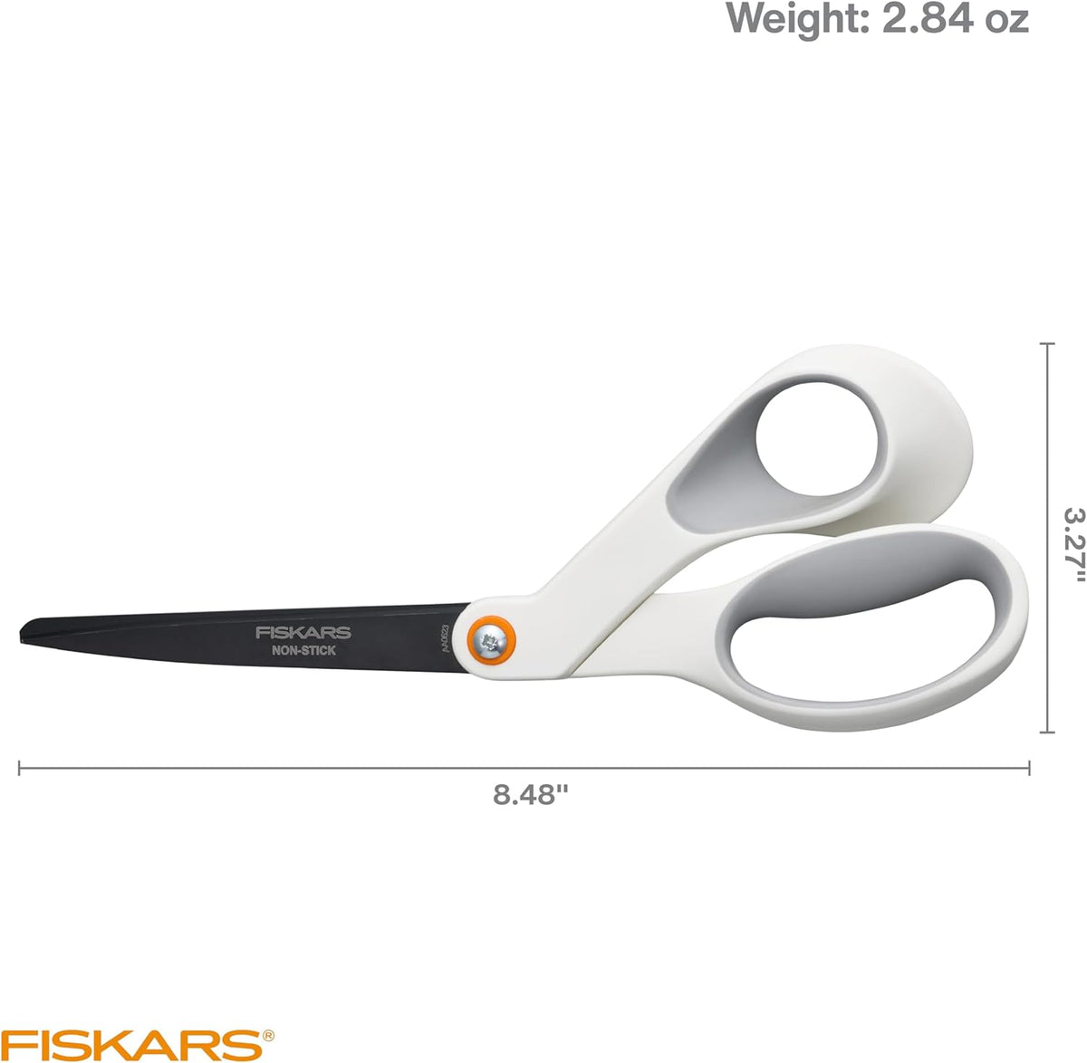 8" Non-Stick Titanium SoftGrip All Purpose Scissors for Office | Stainless Steel Blades for Paper, Cardboard, Tape & Glue, Everyday Cutting Tasks, Home, Office, and Arts & Crafts, Gray