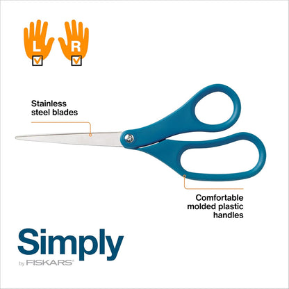 8" Non-Stick Titanium SoftGrip All Purpose Scissors for Office | Stainless Steel Blades for Paper, Cardboard, Tape & Glue, Everyday Cutting Tasks, Home, Office, and Arts & Crafts, Gray