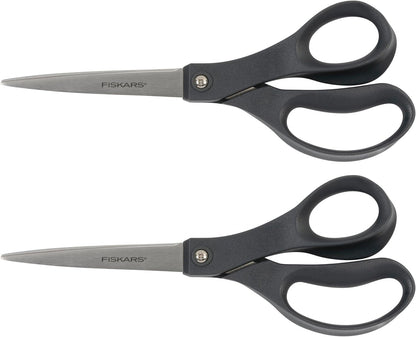 8" Non-Stick Titanium SoftGrip All Purpose Scissors for Office | Stainless Steel Blades for Paper, Cardboard, Tape & Glue, Everyday Cutting Tasks, Home, Office, and Arts & Crafts, Gray