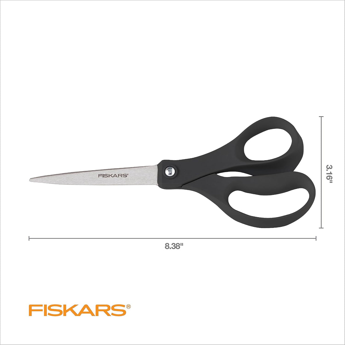 8" Non-Stick Titanium SoftGrip All Purpose Scissors for Office | Stainless Steel Blades for Paper, Cardboard, Tape & Glue, Everyday Cutting Tasks, Home, Office, and Arts & Crafts, Gray