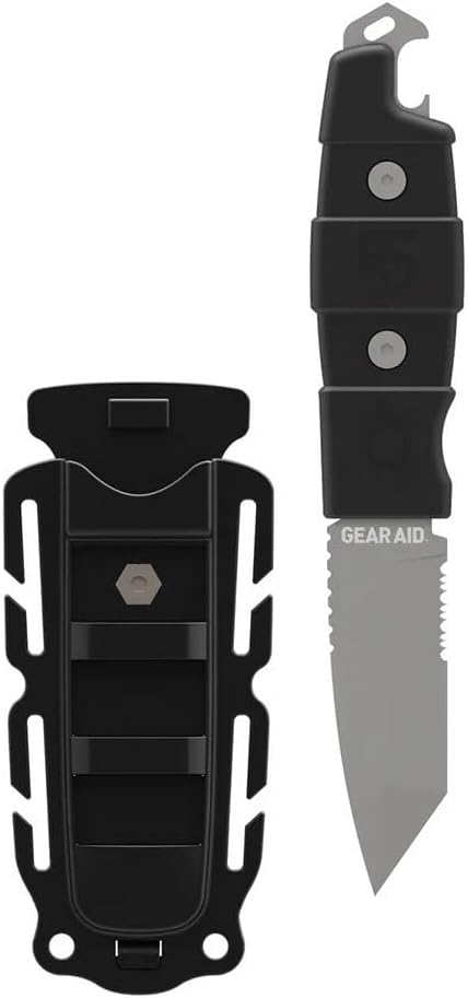 Kotu Tanto Fixed Blade Knife for the Outdoors with Quick Release Sheath, Titanium-Coated 3” Blade