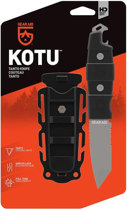Kotu Tanto Fixed Blade Knife for the Outdoors with Quick Release Sheath, Titanium-Coated 3” Blade