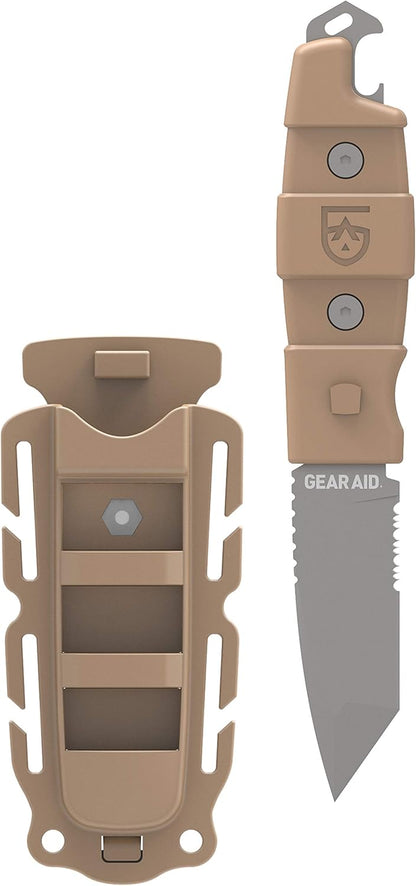 Kotu Tanto Fixed Blade Knife for the Outdoors with Quick Release Sheath, Titanium-Coated 3” Blade