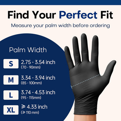 Medical Soft Max™ Black Nitrile Disposable Gloves, 100 Pcs, Latex-Free & Powder-Free Food Safe Food Prep Exam Gloves