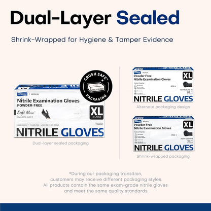 Medical Soft Max™ Black Nitrile Disposable Gloves, 100 Pcs, Latex-Free & Powder-Free Food Safe Food Prep Exam Gloves