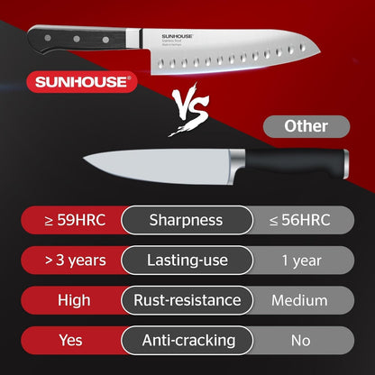7 Inch Santoku Knife - Japanese AUS-8 High Carbon Steel Professional Chef Knife - Kitchen Gadgets 2026, Apartment Essentials, Mothers Day Gift for Mom Wife Her