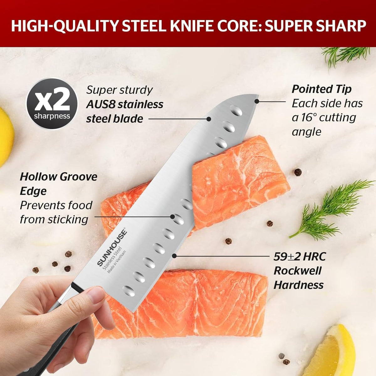 7 Inch Santoku Knife - Japanese AUS-8 High Carbon Steel Professional Chef Knife - Kitchen Gadgets 2026, Apartment Essentials, Mothers Day Gift for Mom Wife Her