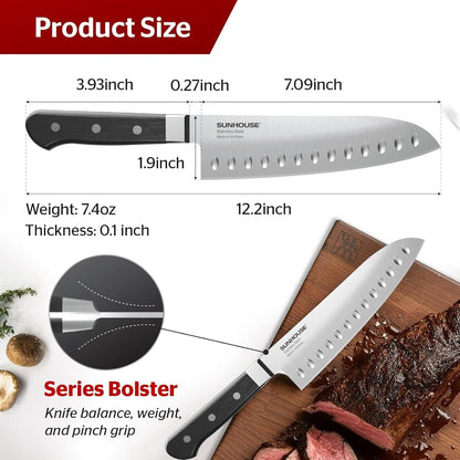 7 Inch Santoku Knife - Japanese AUS-8 High Carbon Steel Professional Chef Knife - Kitchen Gadgets 2026, Apartment Essentials, Mothers Day Gift for Mom Wife Her