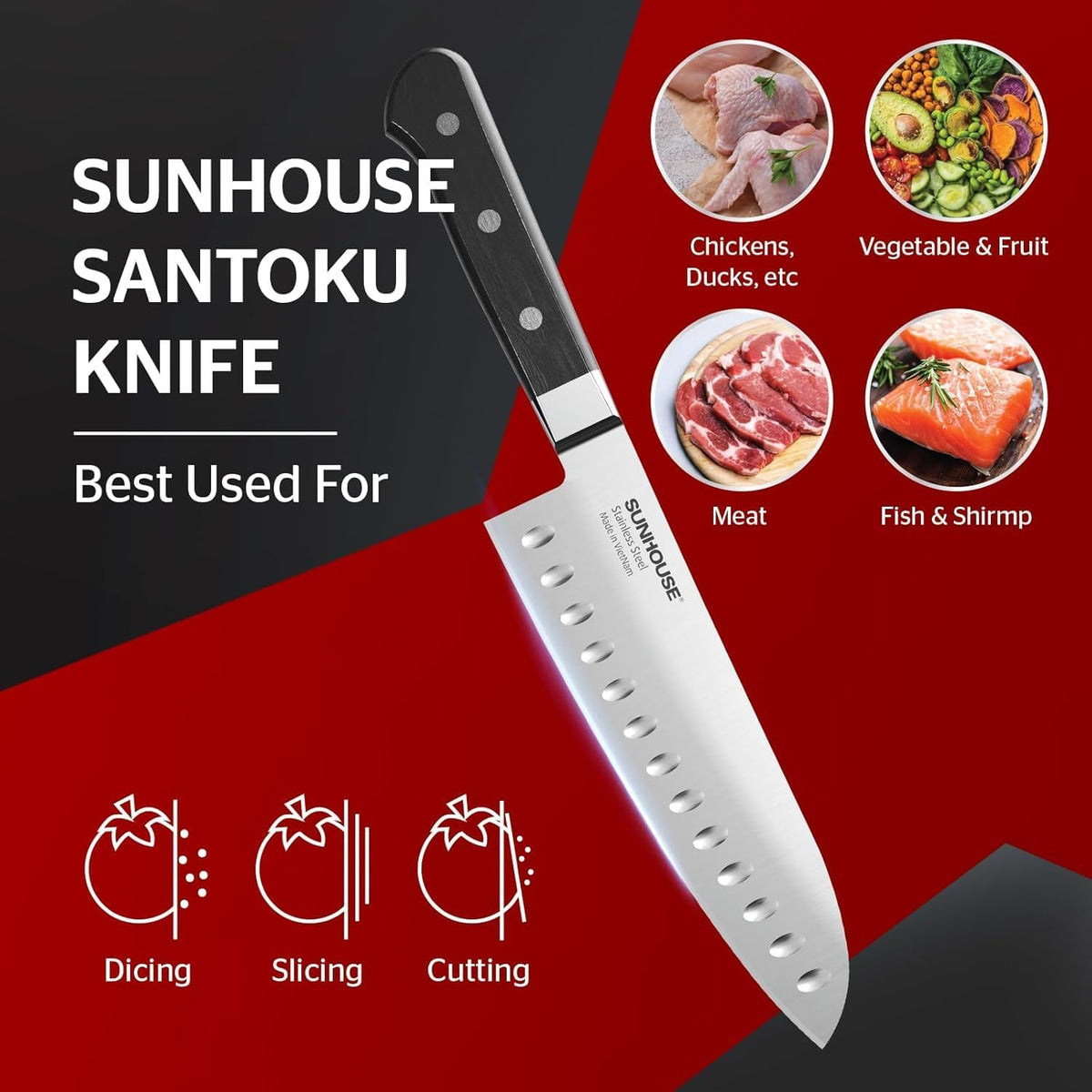 7 Inch Santoku Knife - Japanese AUS-8 High Carbon Steel Professional Chef Knife - Kitchen Gadgets 2026, Apartment Essentials, Mothers Day Gift for Mom Wife Her