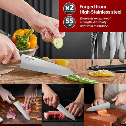 7 Inch Santoku Knife - Japanese AUS-8 High Carbon Steel Professional Chef Knife - Kitchen Gadgets 2026, Apartment Essentials, Mothers Day Gift for Mom Wife Her