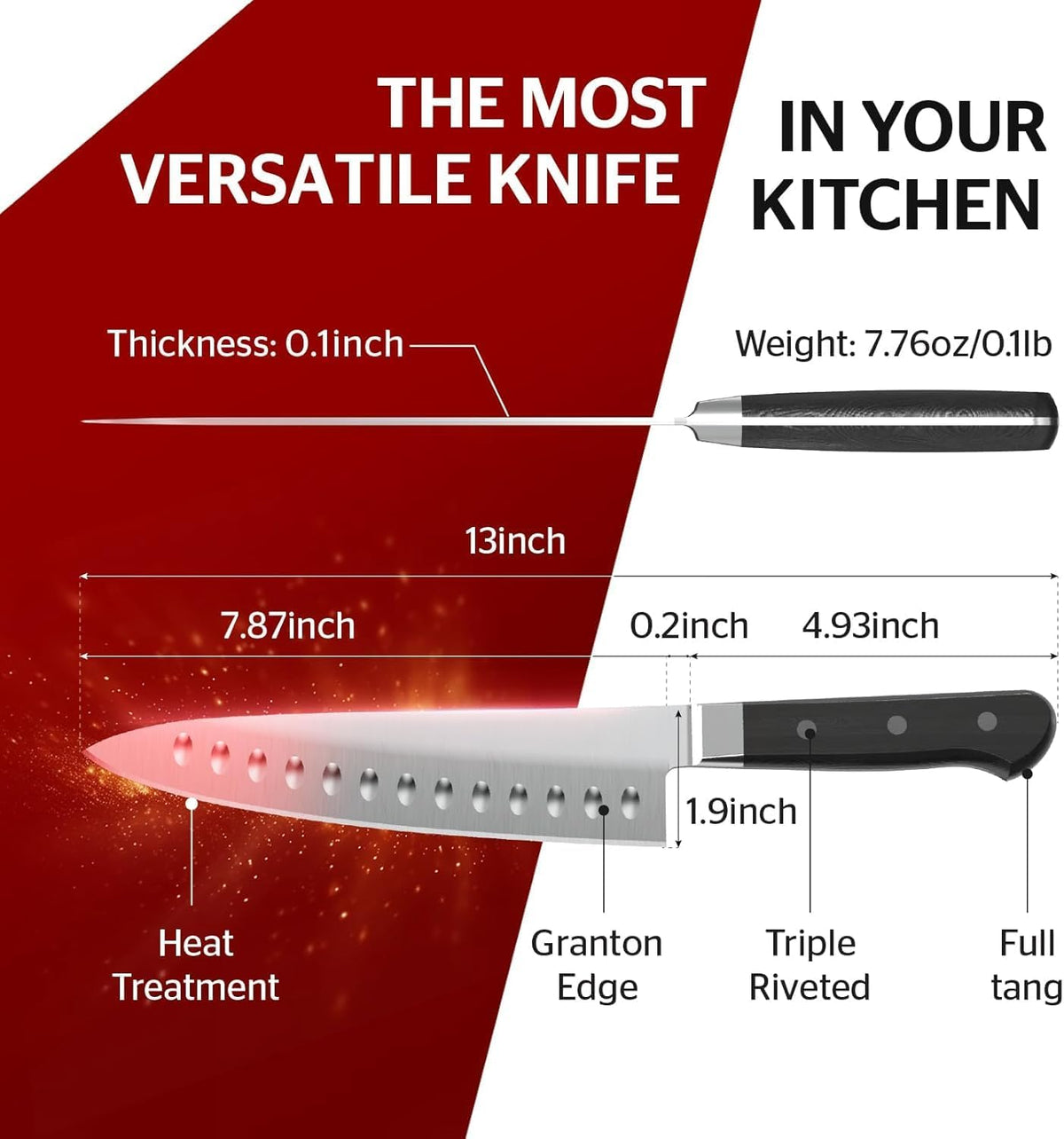 7 Inch Santoku Knife - Japanese AUS-8 High Carbon Steel Professional Chef Knife - Kitchen Gadgets 2026, Apartment Essentials, Mothers Day Gift for Mom Wife Her
