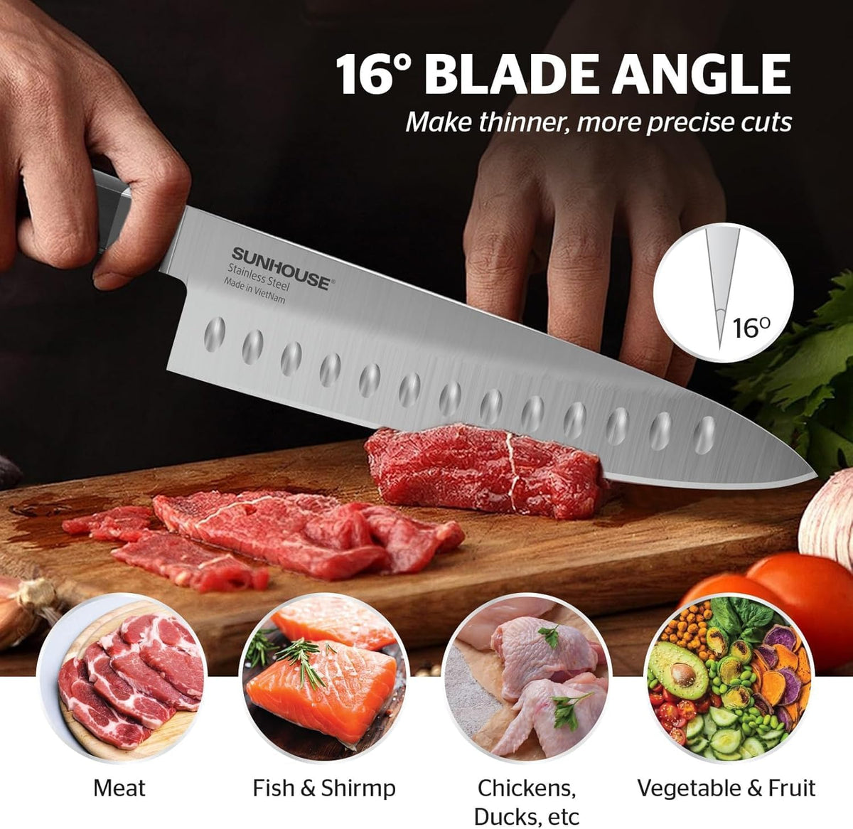 7 Inch Santoku Knife - Japanese AUS-8 High Carbon Steel Professional Chef Knife - Kitchen Gadgets 2026, Apartment Essentials, Mothers Day Gift for Mom Wife Her