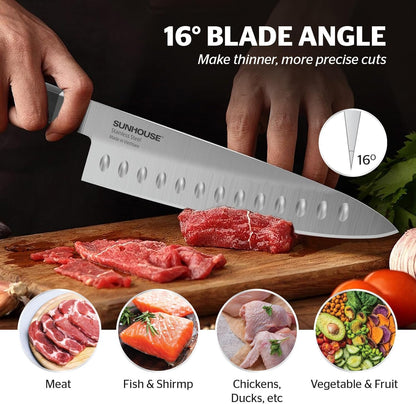 7 Inch Santoku Knife - Japanese AUS-8 High Carbon Steel Professional Chef Knife - Kitchen Gadgets 2026, Apartment Essentials, Mothers Day Gift for Mom Wife Her