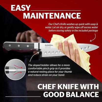 7 Inch Santoku Knife - Japanese AUS-8 High Carbon Steel Professional Chef Knife - Kitchen Gadgets 2026, Apartment Essentials, Mothers Day Gift for Mom Wife Her