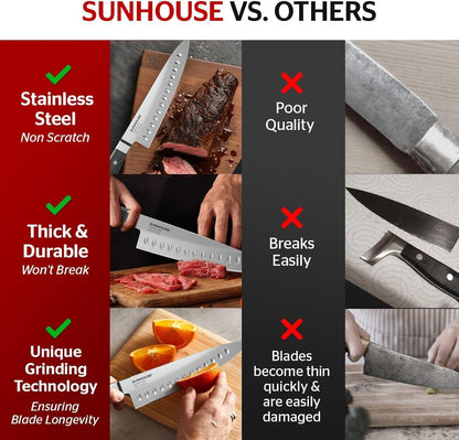 7 Inch Santoku Knife - Japanese AUS-8 High Carbon Steel Professional Chef Knife - Kitchen Gadgets 2026, Apartment Essentials, Mothers Day Gift for Mom Wife Her