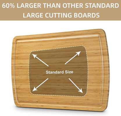 30" Extra Large Bamboo Cutting Boards for Kitchen, Wooden Chopping Board with Juice Groove, Reversible Butcher Block Cutting Board Carving Board for Meat Turkey Veggies, 30 x 20 Inch