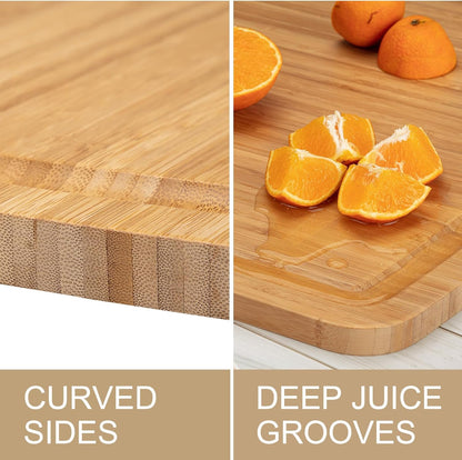 30" Extra Large Bamboo Cutting Boards for Kitchen, Wooden Chopping Board with Juice Groove, Reversible Butcher Block Cutting Board Carving Board for Meat Turkey Veggies, 30 x 20 Inch