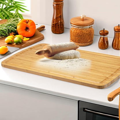 30" Extra Large Bamboo Cutting Boards for Kitchen, Wooden Chopping Board with Juice Groove, Reversible Butcher Block Cutting Board Carving Board for Meat Turkey Veggies, 30 x 20 Inch