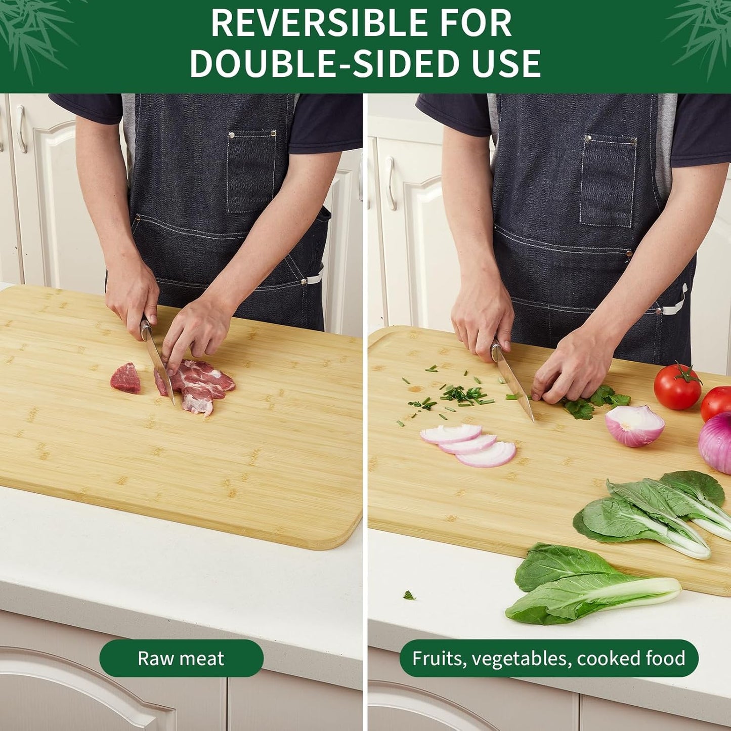 30" Extra Large Bamboo Cutting Boards for Kitchen, Wooden Chopping Board with Juice Groove, Reversible Butcher Block Cutting Board Carving Board for Meat Turkey Veggies, 30 x 20 Inch