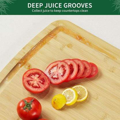 30" Extra Large Bamboo Cutting Boards for Kitchen, Wooden Chopping Board with Juice Groove, Reversible Butcher Block Cutting Board Carving Board for Meat Turkey Veggies, 30 x 20 Inch