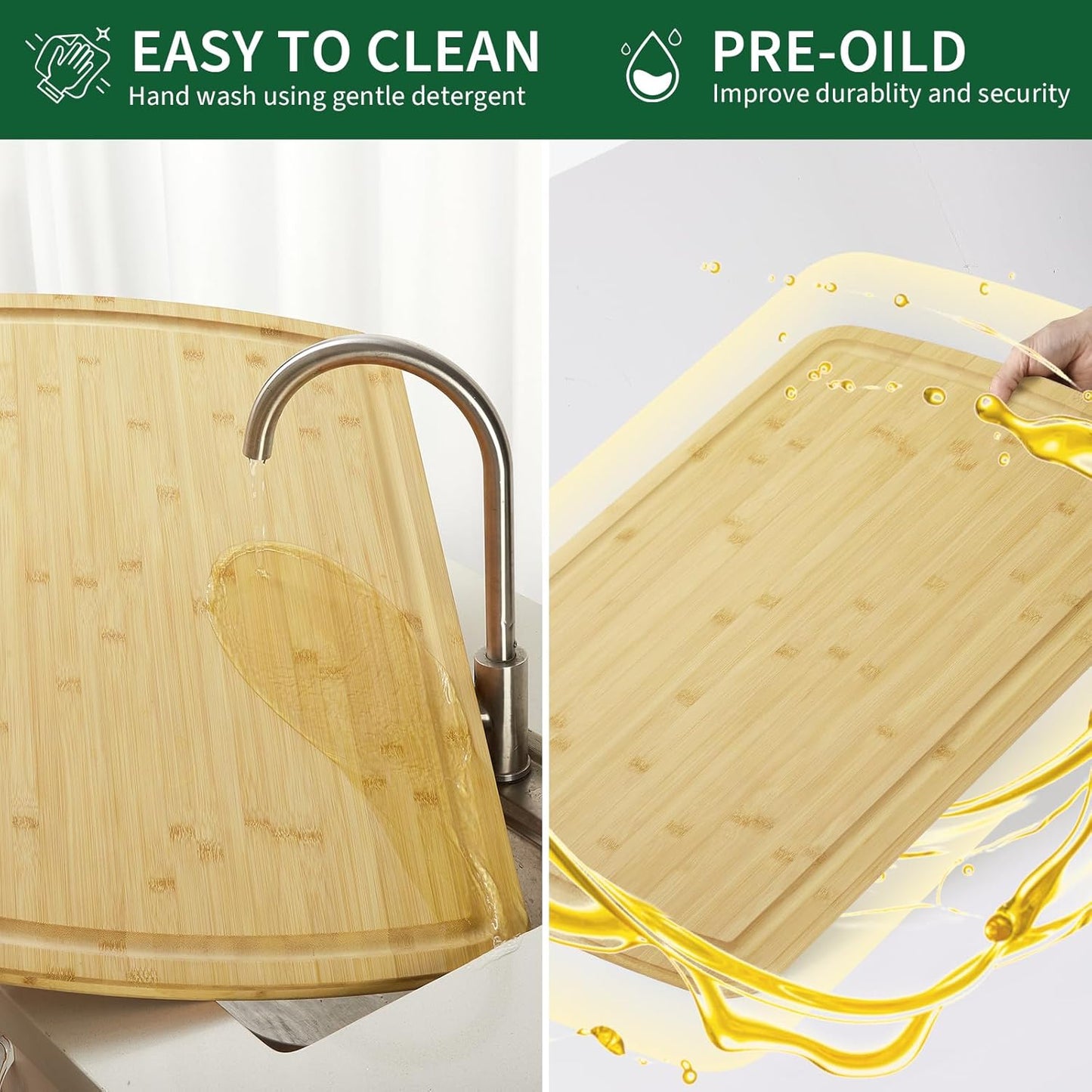 30" Extra Large Bamboo Cutting Boards for Kitchen, Wooden Chopping Board with Juice Groove, Reversible Butcher Block Cutting Board Carving Board for Meat Turkey Veggies, 30 x 20 Inch