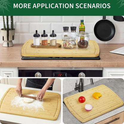 30" Extra Large Bamboo Cutting Boards for Kitchen, Wooden Chopping Board with Juice Groove, Reversible Butcher Block Cutting Board Carving Board for Meat Turkey Veggies, 30 x 20 Inch