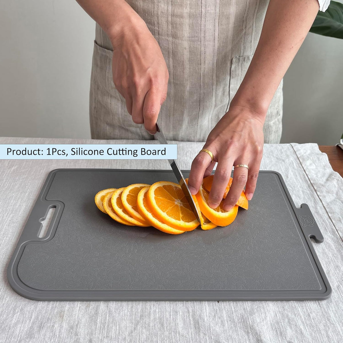 Korean Made Thick Silicone Double-Sided Usable Cutting Board 14.3" x 9.7" Foldable Design Drip Groove Grip Handle Dishwasher Safe 1PCS Gift for Mom (Mint) Stocking Stuffer