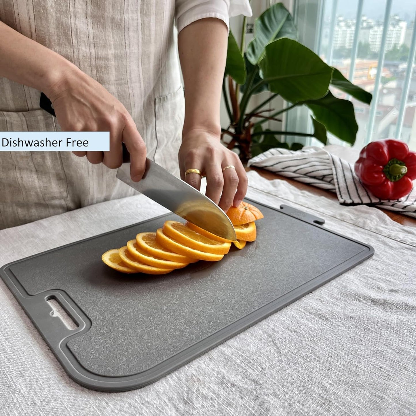 Korean Made Thick Silicone Double-Sided Usable Cutting Board 14.3" x 9.7" Foldable Design Drip Groove Grip Handle Dishwasher Safe 1PCS Gift for Mom (Mint) Stocking Stuffer