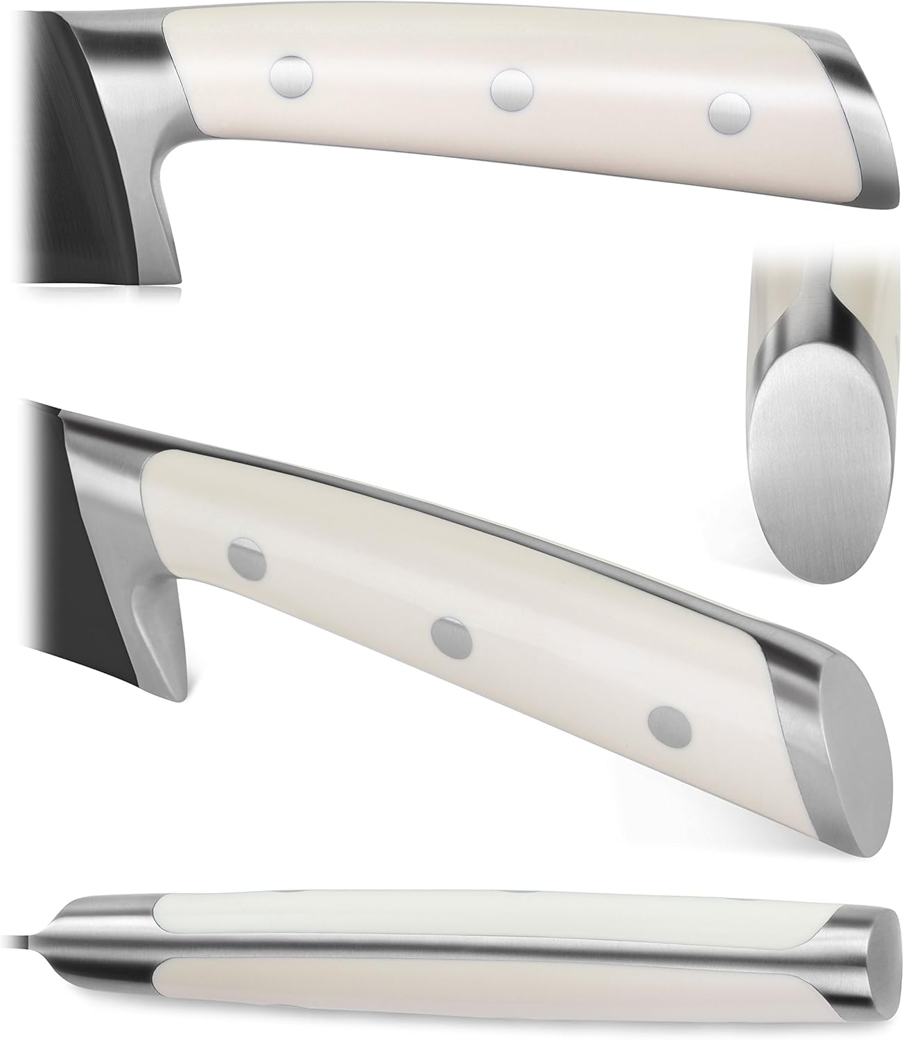 Cangshan S+ Series 1022100 German Steel Forged 2-Piece Titanium Coated Santoku Starter Knife Set with Sheaths, Vanilla White