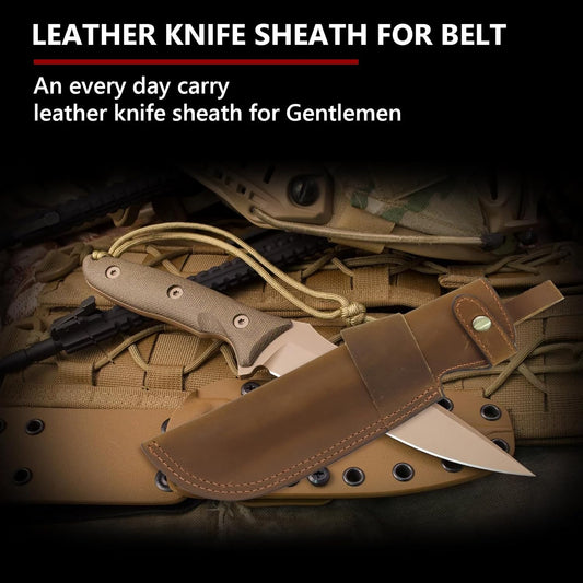 Premium Leather Knife Sheath, 5.1 Inch EDC Knife Holster belt, Knife Scabbard Cover, Shop Knife Sheath Knives Sleeves Case Edge Guards Blade Protectors (Brown)