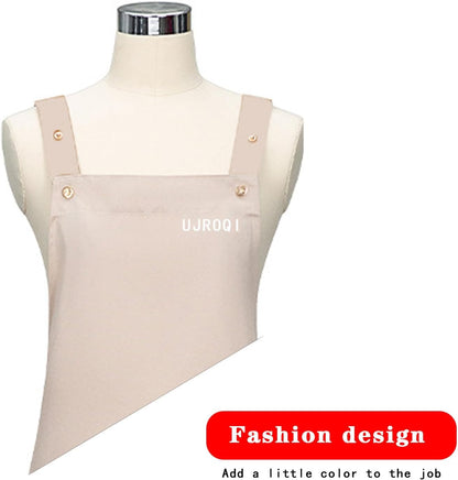 2 in 1 set Cross Strap Chef Apron with Detachable Waterproof Sleeves -Kitchen Bib Apron for Cooking, Grilling, BBQ