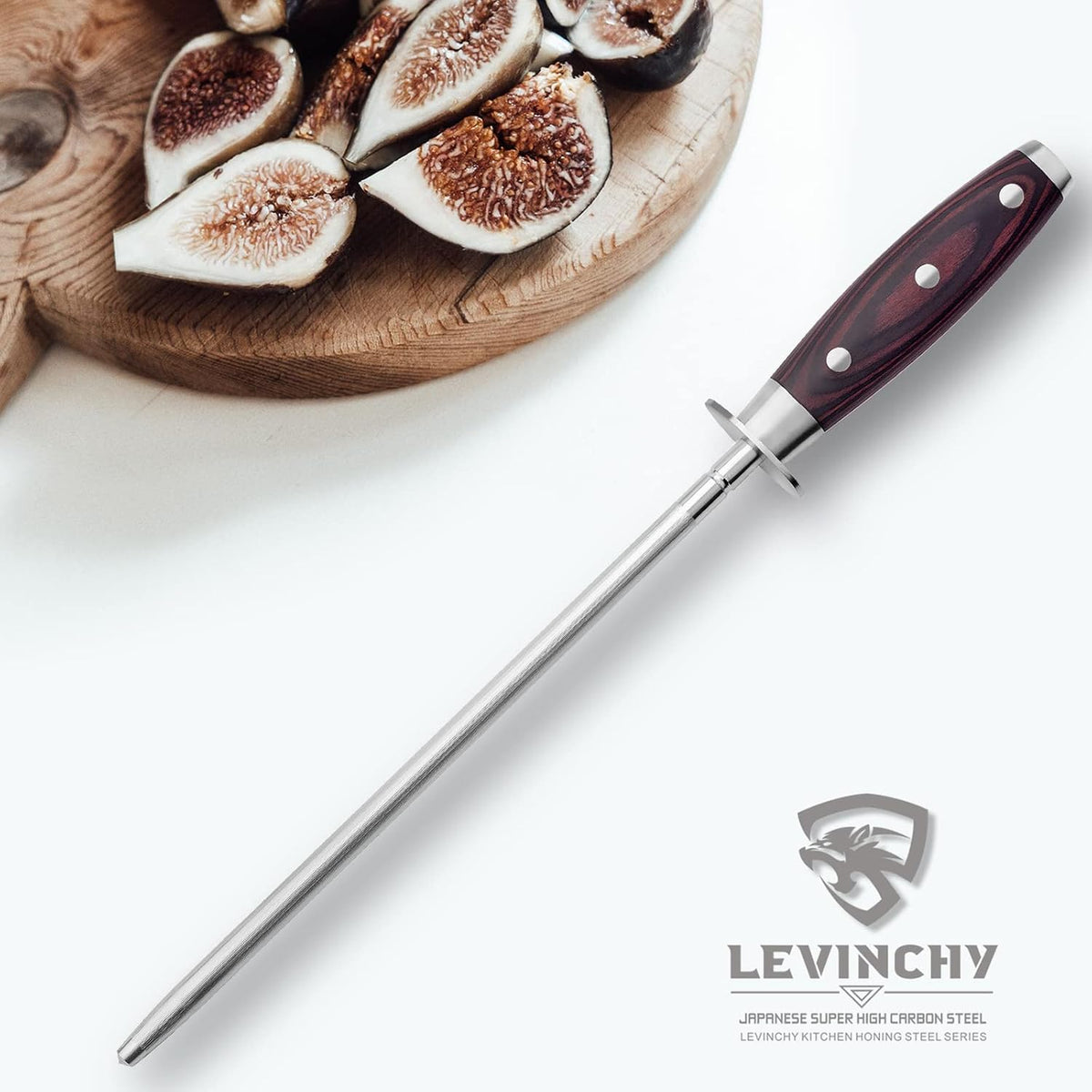Professional 10-Inch Knife Honing Steel with Pakkawood Handle