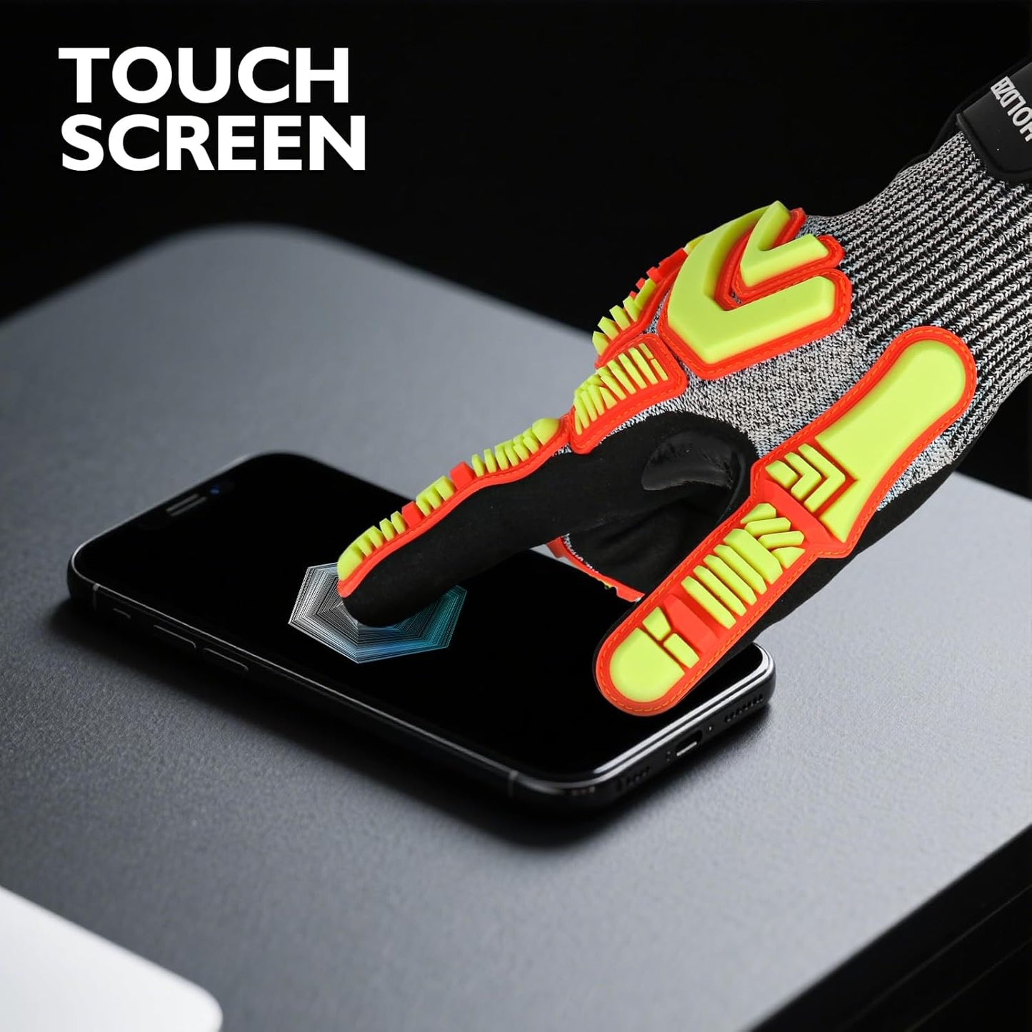 Protective Gloves Cut Resistant A3 Impact Resistant Touchscreen Sandy Nitrile Coating Reinforcement