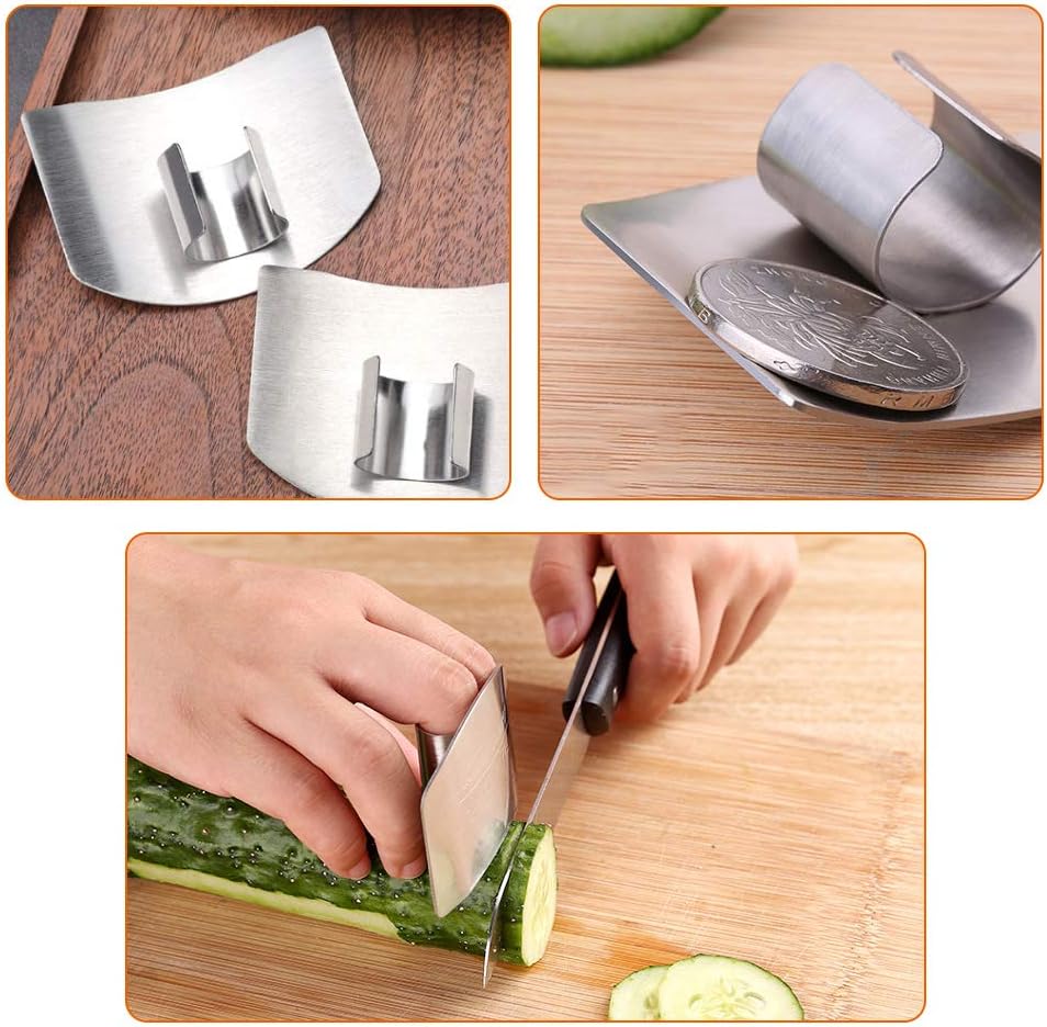 304Stainless Steel Finger Guards, New Finger Hand Protector for Cutting Food, 3 Packs, when Cutting, Slicing, Dicing, Chopping Vegatables, Kitchen Tool Knife Shields Guards Avoid Hurting