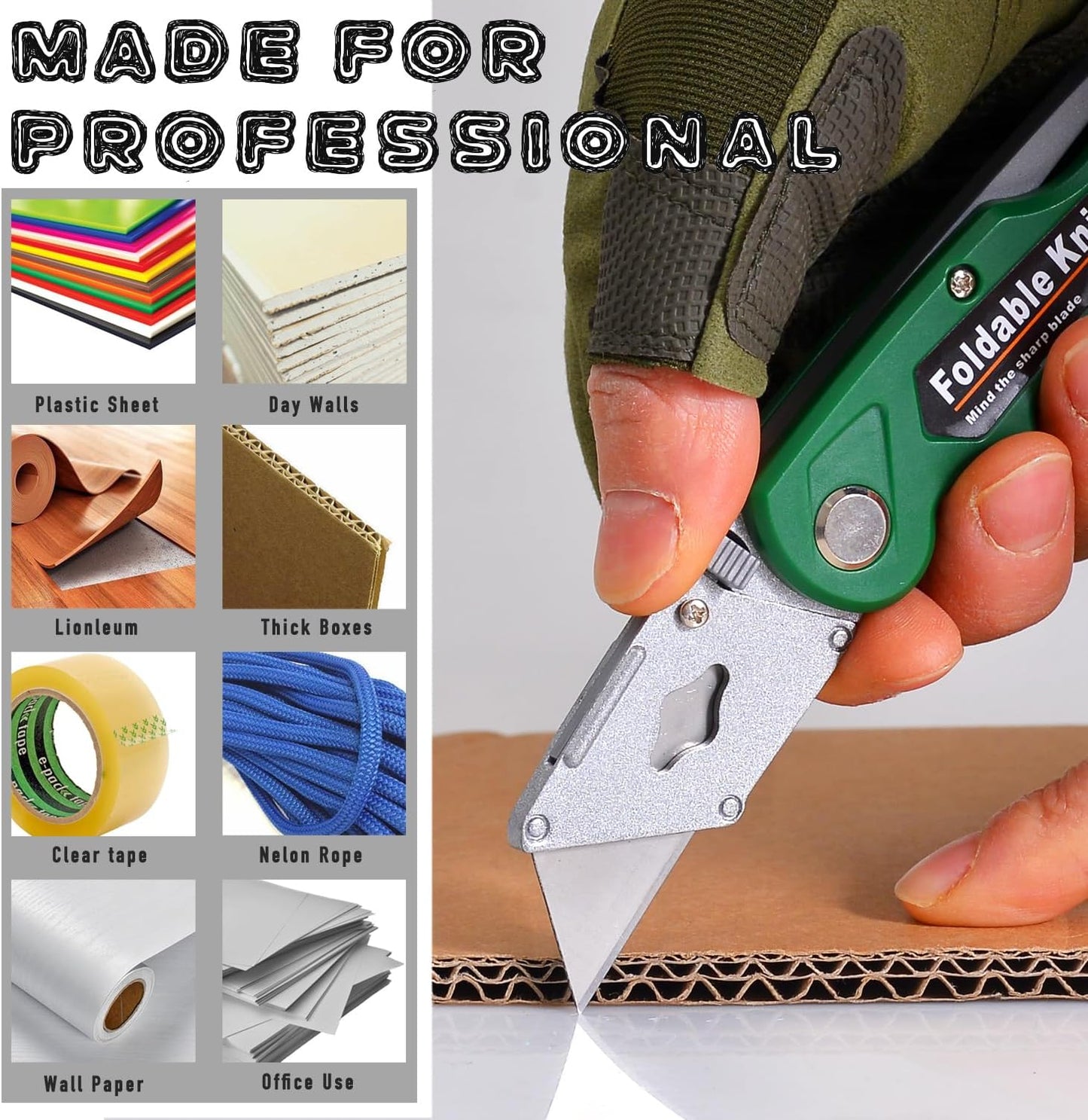 10-Pack Heavy Duty Folding Box Cutter Set, Utility Razor Knife | with 30 Replacement Blades, Professional Utility Razor Knife