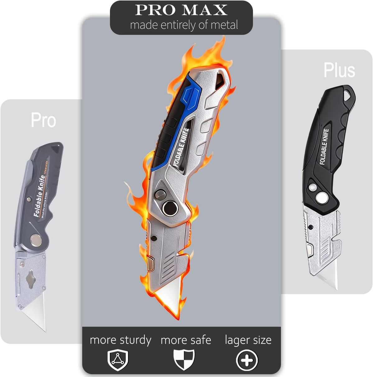 10-Pack Heavy Duty Folding Box Cutter Set, Utility Razor Knife | with 30 Replacement Blades, Professional Utility Razor Knife