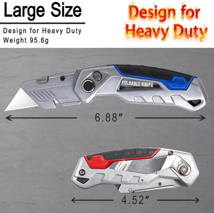 10-Pack Heavy Duty Folding Box Cutter Set, Utility Razor Knife | with 30 Replacement Blades, Professional Utility Razor Knife