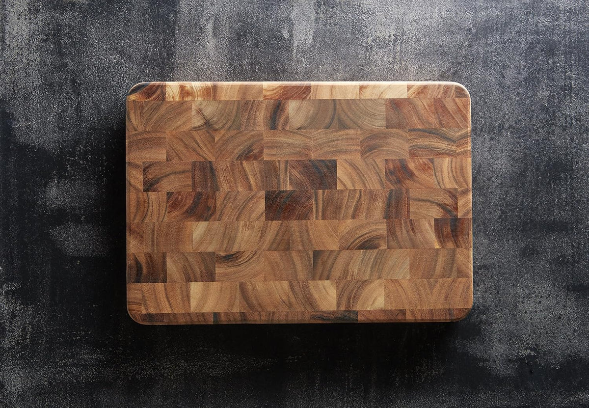 Gourmet Large End Grain Cutting Board and Mineral Oil Set, Includes 14" x 20" Chopping Board and 8oz of Butcher Block Oil