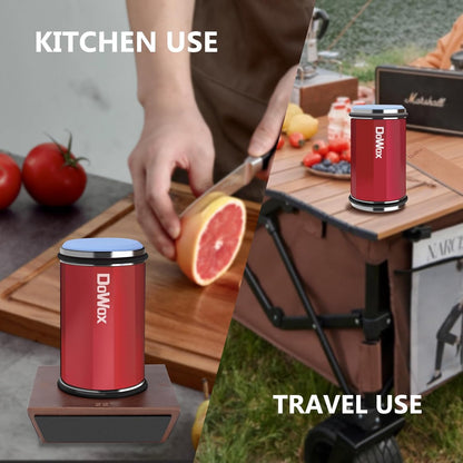Longer Rolling Knife Sharpener with Leather Strop, Upgraded Rolling Knife Sharpening with 4 Degree Angle and 4PCS Replaceable Honing Discs, Easy to Sharpen Ktichen Knives, Red, DW-RS2-Red