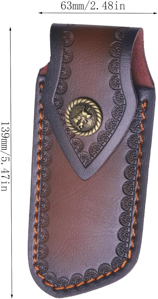 4.5" Pocket Sheath, Genuine Leather Sheaths for Belt, Buck Pocket Holster Case, Shop Sheath Holder for Men (Large-5.47 * 2.48in)